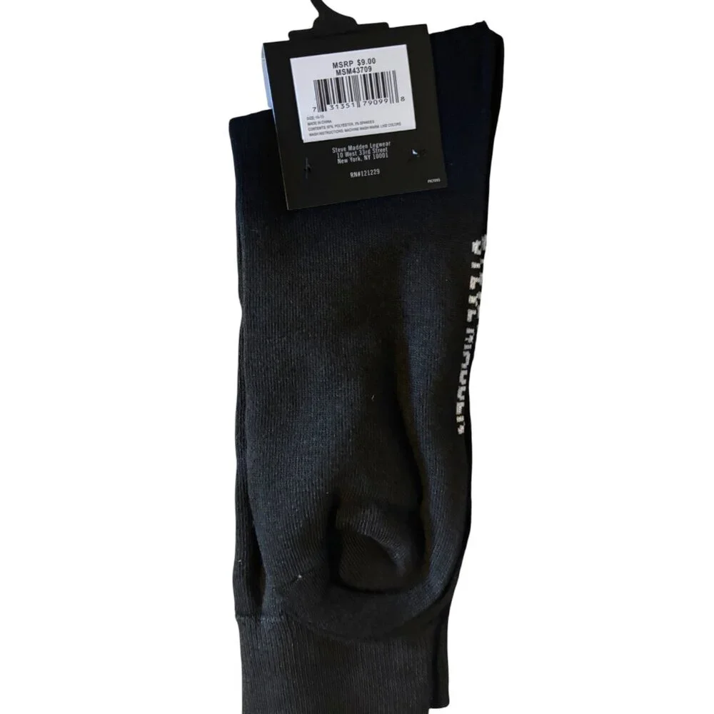 Steve Madden‎ Socks Mens Size 10-13 Shoe Size 6-12.5 dice black Cotton Blend